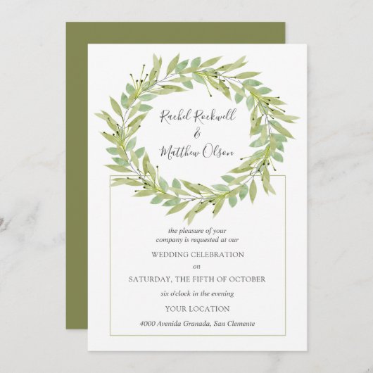グリーンリー結婚リース 招待状 (正面/裏面)