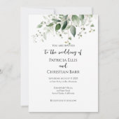 グリーンリー結婚式招待状エレガントタイポグラフィ 招待状 (正面)