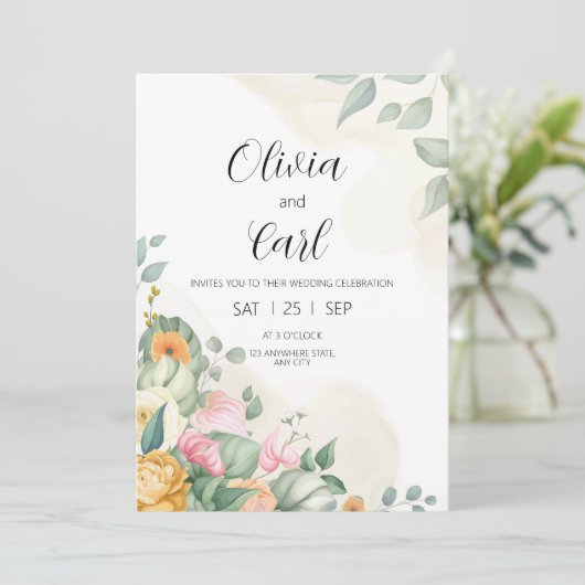 グリーンリー結婚式招待状ユーカリ結婚プタス 招待状 (スタンド正面)