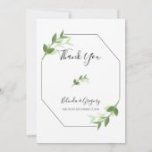 グリーンリー葉ガーデンズフレーム結婚の感謝 サンキューカード (裏面)