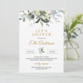 グリーンリー葉ズと金ゴールドボーブライダルシャワー 招待状 (スタンド正面)