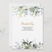 グリーンリー葉ズと金ゴールドボーブライダルシャワー 招待状 (裏面)