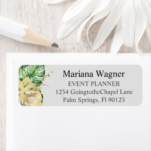 グリーンリー葉パーム金ゴールドオン砂ビジネス ラベル (インサイチュ)