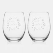 グリーンリー記念日の家族の名前のEst ステムなしワイングラス (裏面)