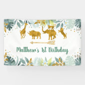 グリーンリー金ゴールドサファリアニマル誕生日 横断幕 (横)