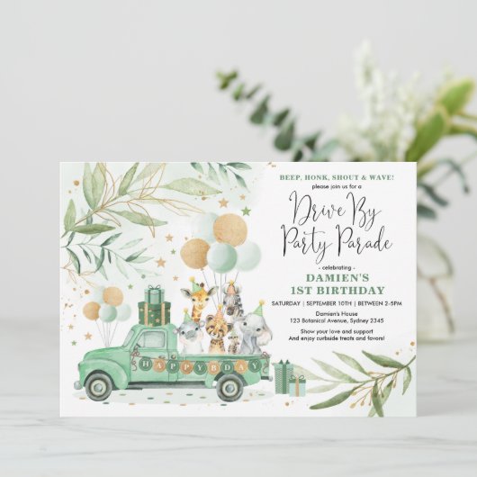グリーンリー金ゴールドサファリドライブバイ誕生日パレード 招待状 (スタンド正面)