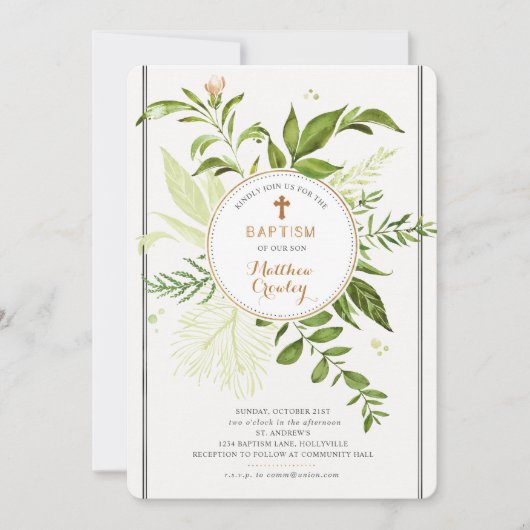 グリーンリー金ゴールドサークルバプテスマ招待状 招待状 (正面)