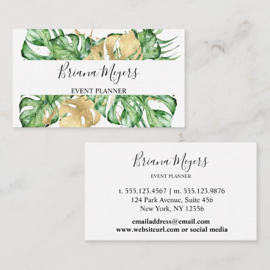 グリーンリー金ゴールドパーム離れズトロピカル 名刺 (正面/裏面)