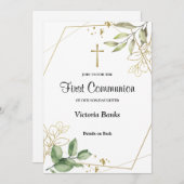 グリーンリー金ゴールドファーストコミューン招待状 招待状 (正面/裏面)