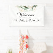 グリーンリー金ゴールドユーカリブライダルシャワーウェルカム 横断幕 (インサイチュ)