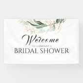 グリーンリー金ゴールドユーカリブライダルシャワーウェルカム 横断幕 (横)