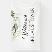 グリーンリー金ゴールドユーカリブライダルシャワーウェルカム 横断幕 (縦)