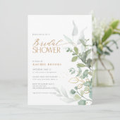グリーンリー金ゴールドユーカリプトゥスボホブライダルシャワー 招待状 (スタンド正面)
