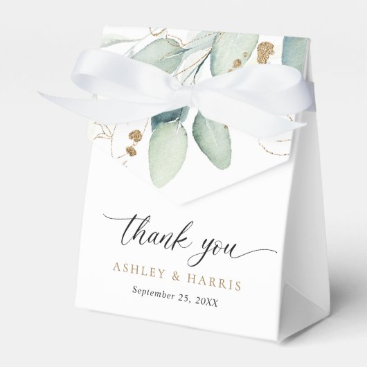 グリーンリー金ゴールドユーカリ素朴結婚プス フェイバーボックス (正面サイド)