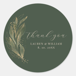 グリーンリー金ゴールドリーフ結婚の皆様に感謝 ラウンドシール
