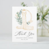 グリーンリー金ゴールド結婚ベリーズドレスブライダルシャワー サンキューカード (スタンド正面)