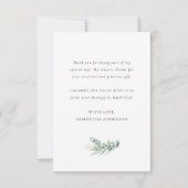 グリーンリー金ゴールド結婚ベリーズドレスブライダルシャワー サンキューカード (裏面)