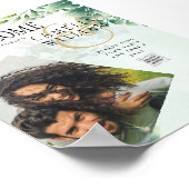 グリーンリー金ゴールド結婚ユーカリのQRコーモダンド ポスター (角)