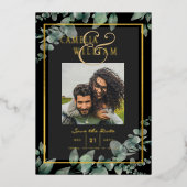 グリーンリー金箔フォトQRコード結婚の日救付き 箔招待状 (正面)