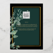 グリーンリー金箔フォトQRコード結婚の日救付き 箔招待状 (裏面)