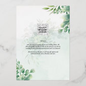 グリーンリー金箔フォトQRコード結婚の日救付き 箔招待状 (裏面)