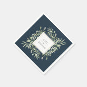 グリーンリー離れ深いシーブルー金ゴールド結婚ズ スタンダードカクテルナプキン (角)