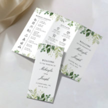 グリーンリー01三つ折り結婚式 プログラムフライヤー