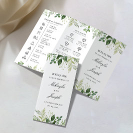 グリーンリー01三つ折り結婚式 プログラムフライヤー チラシ