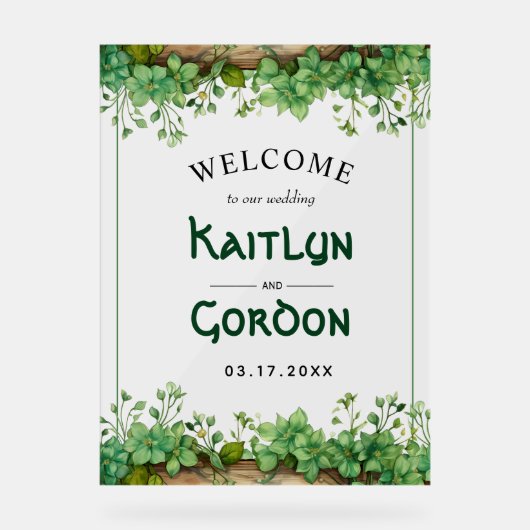 グリーンリー・セントパトリックス結婚・デイへようこそ アクリルサイン (正面)