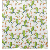 グリーンリー·ツリー·カエル·パターンデザイン  シャワーカーテン (正面)