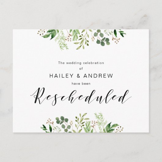 グリーンリー・ブラックモダンの結婚披露宴が再計画 ポストカード (正面)