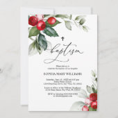 グリーンリー&レッドベリーバプテスマ招待状 招待状 (正面)