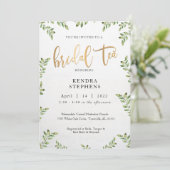 グリーンリー&金ゴールドブライダルティー招待状 招待状 (スタンド正面)