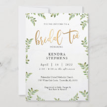 グリーンリー&金ゴールドブライダルティー招待状