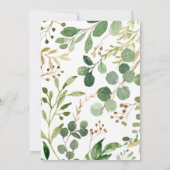 グリーンリー&金ゴールドユーカリプタスベビーシャワー 招待状 (裏面)