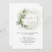 グリーンリー&金ゴールドユーカリリース 招待状 (正面/裏面)