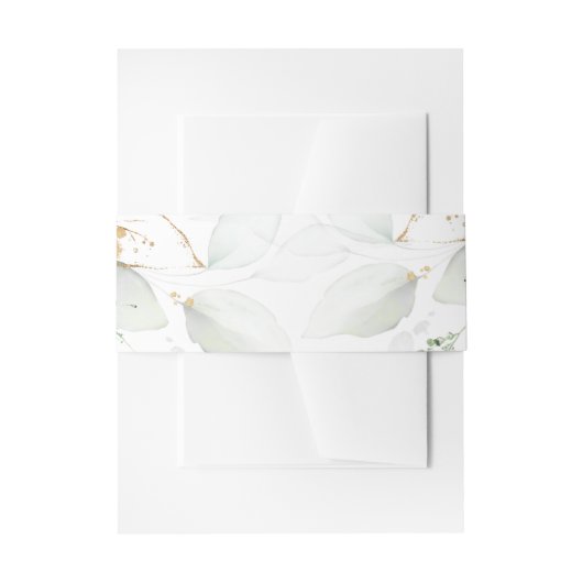 グリーンリー&金ゴールドユーカリ結婚プス 招待状ベリーバンド (正面例)