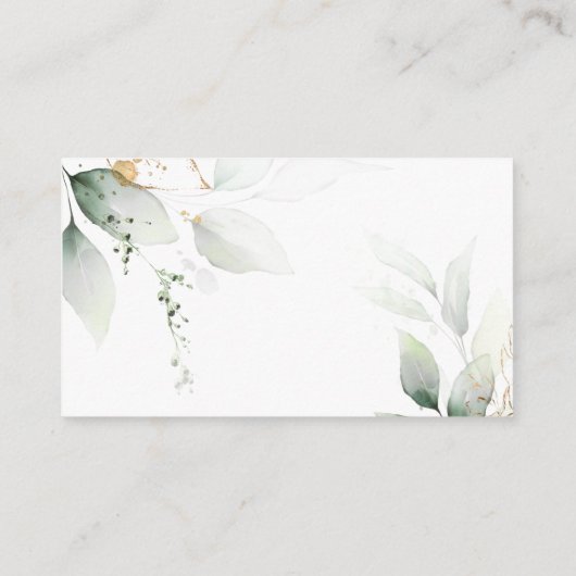 グリーンリー&金ゴールドユーカリ結婚プタスのQRコードRSVP エンクロージャーカード (裏面)