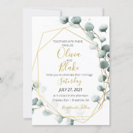 グリーンリー&金ゴールドユーカリ結婚式招待状 招待状