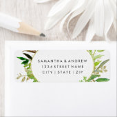 グリーンリー&金ゴールドリーフフレーム結婚ズ差出人住所 ラベル (インサイチュ)