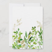 グリーンリー&金ゴールドリーフブライダルシャワー招待 招待状 (裏面)