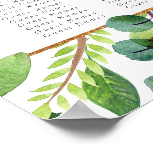 グリーンリー&金ゴールド結婚の表計算プラン ポスター (角)