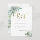 グリーンリーRSVP結婚の 出欠カード (正面/裏面)