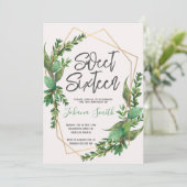 グリーンリーSweet sixteen16番目の誕生日招待状 招待状 (スタンド正面)