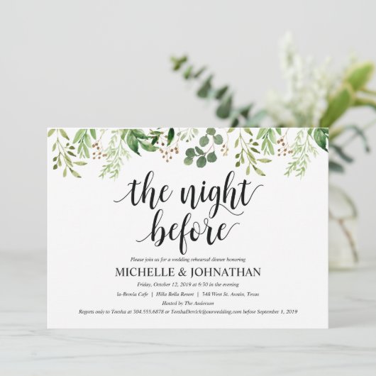 グリーンリ素朴ーのリハ結婚ーサルディナー招待状 招待状 (スタンド正面)