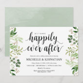 グリーンリ素朴ーのリハ結婚ーサルディナー招待状 招待状 (正面/裏面)