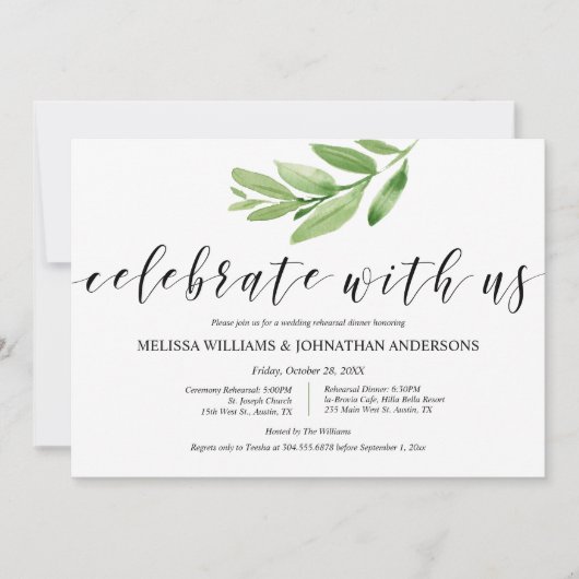 グリーンリ素朴ーサ結婚ルとディナー 招待状 (正面)