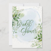 グリーンリ素朴ーダスティブルーエアリーブライダルシャワーインビ 招待状 (裏面)
