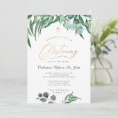 グリーンリ素朴ーユーカリフェイク金ゴールド《キリスト教》洗礼式や命名式 招待状 (スタンド正面)