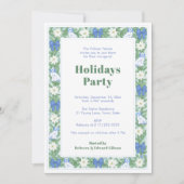グリーンリ縁どーブルーとホワイトホリデーパーティー 招待状 (正面)